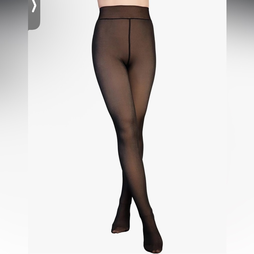 New Angelina Women's Faux Sheer and Fleece Lined High-Waisted Thermal Tights OS